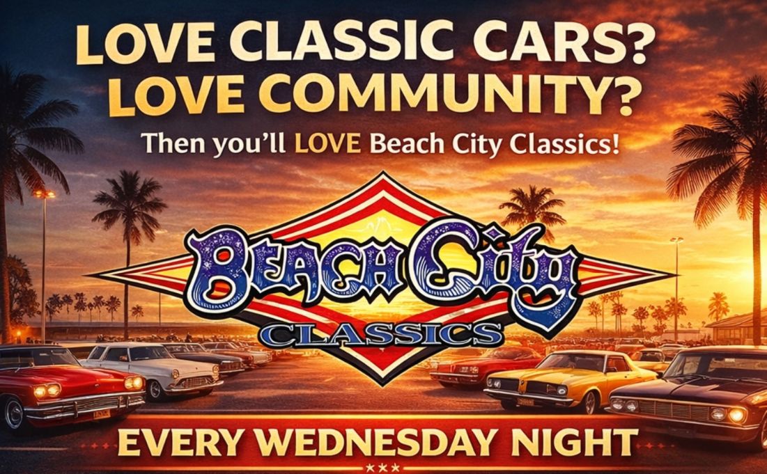 Beach City Classics Car Meet partial flyer 2026